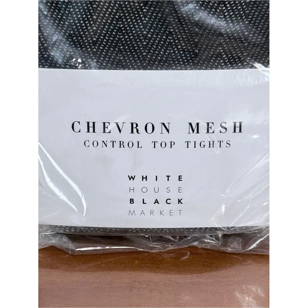 White House Black Market Black Chevron Mesh Control Top Tights M/L NWT